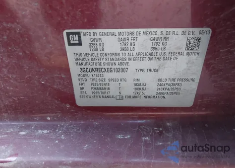 2014 Chevrolet Silverado 1500 2Lt z USA, uszkodzony, nr VIN 3GCUKRECXEG102007